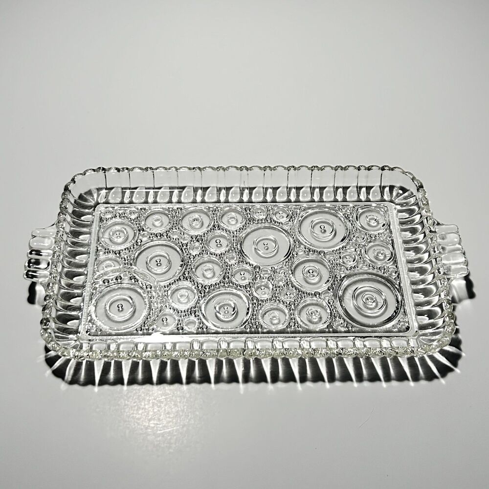 Cigarette Tobacco Herb Rolling Tray Vintage High End Clear Pressed Glass Retro